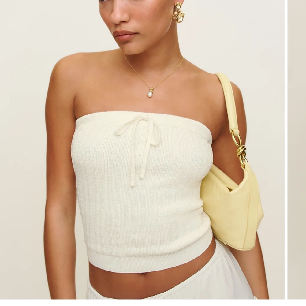 Reformation Off-White Ribbed Knit Top